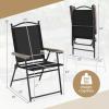 imageGiantex Set of 2 Patio Folding Chairs Outdoor Patio Dining Chairs wArmrest Sling Back Metal Frame Outside Use for Lawn Camping Garden Pool Beach Yard Lounge No Assembly YellowBlack