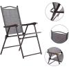 imageGiantex Set of 2 Patio Folding Chairs Outdoor Patio Dining Chairs wArmrest Sling Back Metal Frame Outside Use for Lawn Camping Garden Pool Beach Yard Lounge No Assembly YellowGrey