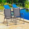 imageGiantex Set of 2 Patio Folding Chairs Outdoor Patio Dining Chairs wArmrest Sling Back Metal Frame Outside Use for Lawn Camping Garden Pool Beach Yard Lounge No Assembly YellowBlack