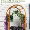 imageGiantex Set of 2 Raised Garden Bed with Arch Trellis for Climbing Vine Flower Vegetable Wood Planter Box with Liner ampamp Drainage Design Outdoor Plant Container for Yard Balcony 33quotx14quotx58quot2