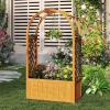 imageGiantex Set of 2 Raised Garden Bed with Arch Trellis for Climbing Vine Flower Vegetable Wood Planter Box with Liner ampamp Drainage Design Outdoor Plant Container for Yard Balcony 33quotx14quotx58quot2