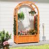 imageGiantex Set of 2 Raised Garden Bed with Arch Trellis for Climbing Vine Flower Vegetable Wood Planter Box with Liner ampamp Drainage Design Outdoor Plant Container for Yard Balcony 33quotx14quotx58quot2