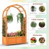 imageGiantex Set of 2 Raised Garden Bed with Arch Trellis for Climbing Vine Flower Vegetable Wood Planter Box with Liner ampamp Drainage Design Outdoor Plant Container for Yard Balcony 33quotx14quotx58quot2