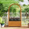 imageGiantex Set of 2 Raised Garden Bed with Arch Trellis for Climbing Vine Flower Vegetable Wood Planter Box with Liner ampamp Drainage Design Outdoor Plant Container for Yard Balcony 33quotx14quotx58quot2