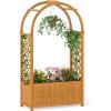 imageGiantex Set of 2 Raised Garden Bed with Arch Trellis for Climbing Vine Flower Vegetable Wood Planter Box with Liner ampamp Drainage Design Outdoor Plant Container for Yard Balcony 33quotx14quotx58quot1
