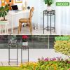 imageGiantex Set of 3 Metal Plant Stand 3 Pieces Flower Pot Holder Rack with Ceramic Beads Design Irons Planter Supports Display End Table for Home Patio Garden Square