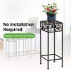 imageGiantex Set of 3 Metal Plant Stand 3 Pieces Flower Pot Holder Rack with Ceramic Beads Design Irons Planter Supports Display End Table for Home Patio Garden Square