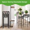imageGiantex Set of 3 Metal Plant Stand 3 Pieces Flower Pot Holder Rack with Ceramic Beads Design Irons Planter Supports Display End Table for Home Patio Garden Square