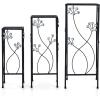 imageGiantex Set of 3 Metal Plant Stand 3 Pieces Flower Pots Display Rack with Vines and Crystal Floral Design Irons Planter Supports End Table for Home Patio Garden Square