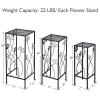 imageGiantex Set of 3 Metal Plant Stand 3 Pieces Flower Pots Display Rack with Vines and Crystal Floral Design Irons Planter Supports End Table for Home Patio Garden Square
