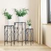 imageGiantex Set of 3 Metal Plant Stand 3 Pieces Flower Pots Display Rack with Vines and Crystal Floral Design Irons Planter Supports End Table for Home Patio Garden Square