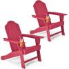 imageGiantex Set of 4 Adirondack Chair Outdoor Fire Pit Chairs HDPE Weather Resistant Patio Chair for CampfireDeck Garden Yard Lawn Furniture Porch and Lawn Seating Composite ChairsRed