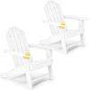 imageGiantex Set of 4 Adirondack Chair Outdoor Fire Pit Chairs HDPE Weather Resistant Patio Chair for CampfireDeck Garden Yard Lawn Furniture Porch and Lawn Seating Composite ChairsWhite