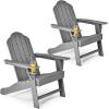 imageGiantex Set of 4 Adirondack Chair Outdoor Fire Pit Chairs HDPE Weather Resistant Patio Chair for CampfireDeck Garden Yard Lawn Furniture Porch and Lawn Seating Composite ChairsGrey
