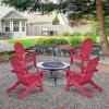 imageGiantex Set of 4 Adirondack Chair Outdoor Fire Pit Chairs HDPE Weather Resistant Patio Chair for CampfireDeck Garden Yard Lawn Furniture Porch and Lawn Seating Composite ChairsRed