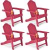 imageGiantex Set of 4 Adirondack Chair Outdoor Fire Pit Chairs HDPE Weather Resistant Patio Chair for CampfireDeck Garden Yard Lawn Furniture Porch and Lawn Seating Composite ChairsRed