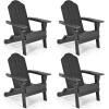 imageGiantex Set of 4 Adirondack Chair Outdoor Fire Pit Chairs HDPE Weather Resistant Patio Chair for CampfireDeck Garden Yard Lawn Furniture Porch and Lawn Seating Composite ChairsBlack
