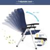 imageGiantex Set of 4 Patio Chairs Folding Outdoor Chairs High Back Recliner with Headrest and Armrests 7 Levels Adjustable Camping Chairs Safe Lock Lawn Chairs Porch Balcony Furniture BlueBlue