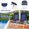 imageGiantex Set of 4 Patio Chairs Folding Outdoor Chairs High Back Recliner with Headrest and Armrests 7 Levels Adjustable Camping Chairs Safe Lock Lawn Chairs Porch Balcony Furniture BlueBlue