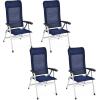 imageGiantex Set of 4 Patio Chairs Folding Outdoor Chairs High Back Recliner with Headrest and Armrests 7 Levels Adjustable Camping Chairs Safe Lock Lawn Chairs Porch Balcony Furniture BlueBlue