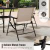 imageGiantex Set of 4 Patio Folding dining chairs for Camping Beach Backyard Deck Portable wArmrest and Metal Frame 4Pack BrownBeige