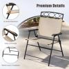 imageGiantex Set of 4 Patio Folding dining chairs for Camping Beach Backyard Deck Portable wArmrest and Metal Frame 4Pack BrownBeige
