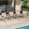 imageGiantex Set of 4 Patio Folding dining chairs for Camping Beach Backyard Deck Portable wArmrest and Metal Frame 4Pack BrownBeige