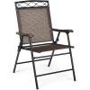 imageGiantex Set of 4 Patio Folding dining chairs for Camping Beach Backyard Deck Portable wArmrest and Metal Frame 4Pack BrownBrown