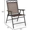 imageGiantex Set of 4 Patio Folding dining chairs for Camping Beach Backyard Deck Portable wArmrest and Metal Frame 4Pack BrownBrown