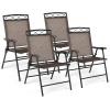 imageGiantex Set of 4 Patio Folding dining chairs for Camping Beach Backyard Deck Portable wArmrest and Metal Frame 4Pack BrownBrown