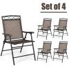 imageGiantex Set of 4 Patio Folding dining chairs for Camping Beach Backyard Deck Portable wArmrest and Metal Frame 4Pack BrownBrown