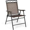 imageGiantex Set of 4 Patio Folding dining chairs for Camping Beach Backyard Deck Portable wArmrest and Metal Frame 4Pack BrownBrown
