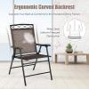 imageGiantex Set of 4 Patio Folding dining chairs for Camping Beach Backyard Deck Portable wArmrest and Metal Frame 4Pack BrownBrown