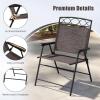 imageGiantex Set of 4 Patio Folding dining chairs for Camping Beach Backyard Deck Portable wArmrest and Metal Frame 4Pack BrownDark Brown