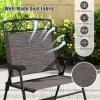 imageGiantex Set of 4 Patio Folding dining chairs for Camping Beach Backyard Deck Portable wArmrest and Metal Frame 4Pack BrownDark Brown
