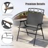 imageGiantex Set of 4 Patio Folding dining chairs for Camping Beach Backyard Deck Portable wArmrest and Metal Frame 4Pack BrownGrey