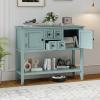 imageGiantex Sideboard Buffet Cabinet with Storage 42 Wood Credenza Accent Coffee Bar Cabinet with Open Shelf 2 Drawers ampamp 2 Doors Buffet Table for Entryway Kitchen Living Room Hallway WhiteAqua Blue
