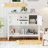 imageGiantex Sideboard Buffet Cabinet with Storage 42 Wood Credenza Accent Coffee Bar Cabinet with Open Shelf 2 Drawers ampamp 2 Doors Buffet Table for Entryway Kitchen Living Room Hallway WhiteWhite