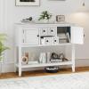 imageGiantex Sideboard Buffet Cabinet with Storage 42 Wood Credenza Accent Coffee Bar Cabinet with Open Shelf 2 Drawers ampamp 2 Doors Buffet Table for Entryway Kitchen Living Room Hallway WhiteWhite