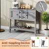 imageGiantex Sideboard Buffet Cabinet with Storage 42 Wood Credenza Accent Coffee Bar Cabinet with Open Shelf 2 Drawers ampamp 2 Doors Buffet Table for Entryway Kitchen Living Room Hallway WhiteGrey
