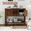 imageGiantex Sideboard Buffet Cabinet with Storage 42 Wood Credenza Accent Coffee Bar Cabinet with Open Shelf 2 Drawers ampamp 2 Doors Buffet Table for Entryway Kitchen Living Room Hallway WhiteBrown
