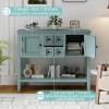 imageGiantex Sideboard Buffet Cabinet with Storage 42 Wood Credenza Accent Coffee Bar Cabinet with Open Shelf 2 Drawers ampamp 2 Doors Buffet Table for Entryway Kitchen Living Room Hallway WhiteAqua Blue