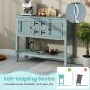 imageGiantex Sideboard Buffet Cabinet with Storage 42 Wood Credenza Accent Coffee Bar Cabinet with Open Shelf 2 Drawers ampamp 2 Doors Buffet Table for Entryway Kitchen Living Room Hallway WhiteAqua Blue