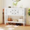imageGiantex Sideboard Buffet Cabinet with Storage 42 Wood Credenza Accent Coffee Bar Cabinet with Open Shelf 2 Drawers ampamp 2 Doors Buffet Table for Entryway Kitchen Living Room Hallway WhiteWhite
