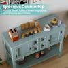 imageGiantex Sideboard Buffet Cabinet with Storage 42 Wood Credenza Accent Coffee Bar Cabinet with Open Shelf 2 Drawers ampamp 2 Doors Buffet Table for Entryway Kitchen Living Room Hallway WhiteAqua Blue