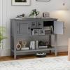 imageGiantex Sideboard Buffet Cabinet with Storage 42 Wood Credenza Accent Coffee Bar Cabinet with Open Shelf 2 Drawers ampamp 2 Doors Buffet Table for Entryway Kitchen Living Room Hallway WhiteGrey