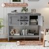 imageGiantex Sideboard Buffet Cabinet with Storage 42 Wood Credenza Accent Coffee Bar Cabinet with Open Shelf 2 Drawers ampamp 2 Doors Buffet Table for Entryway Kitchen Living Room Hallway WhiteGrey