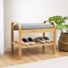 imageGiantex Small Entryway Bench with Storage 2Tier Bamboo Shoe Rack Bench with Flip Top Storage Space and Padded Cushion Shoe Organizer for Entryway Living Room Hallway BedroomNaturalNatural
