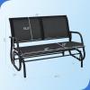 imageGiantex Swing Glider Chair 48 Inch with Spacious Space 2 People Lounge Cozy Patio Bench Outdoor ampamp Indoor for Patio Backyard Poolside Lawn Steel Rocking Garden Loveseat BrownBlack