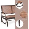 imageGiantex Swing Glider Chair 48 Inch with Spacious Space 2 People Lounge Cozy Patio Bench Outdoor ampamp Indoor for Patio Backyard Poolside Lawn Steel Rocking Garden Loveseat BrownBrown